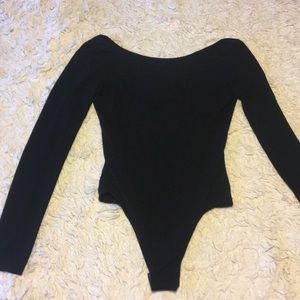 Open Back Black Long Sleeve Bodysuit